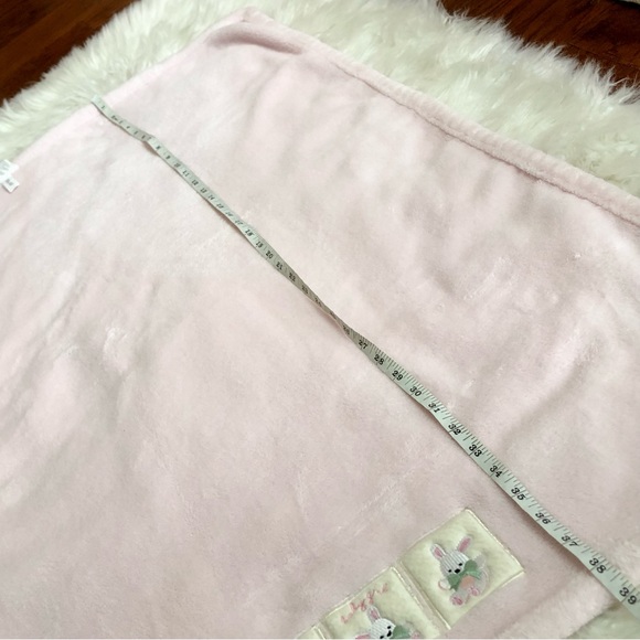 KidsLine Bunny Rabbits Baby Girl Pink Fleece Blanket Lovey 30” x 39” Soft Plush - Picture 7 of 8